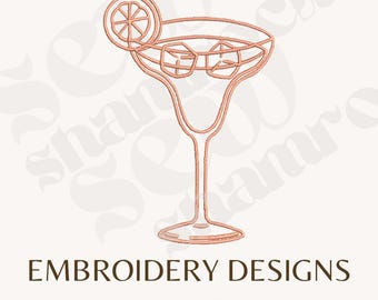 Margarita Cocktail Outline Embroidery Design (PES, DST, EXP)