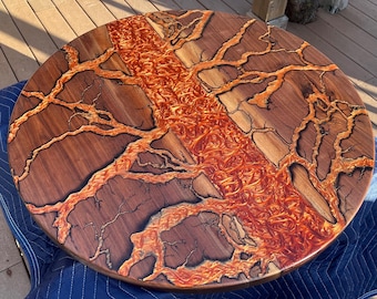 Fractal Burned Walnut River Table (Table Top Only)