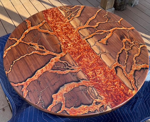Fractal Burned Walnut River Table (table Top Only) - Etsy