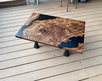 Claro Walnut Burl Epoxy River Coffee Table