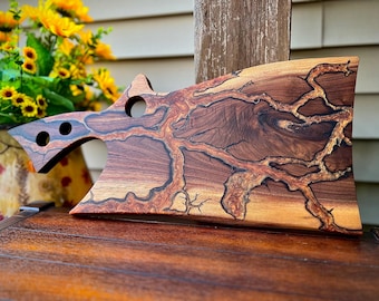 Fractal Burned Walnut/Epoxy Charcuterie Board