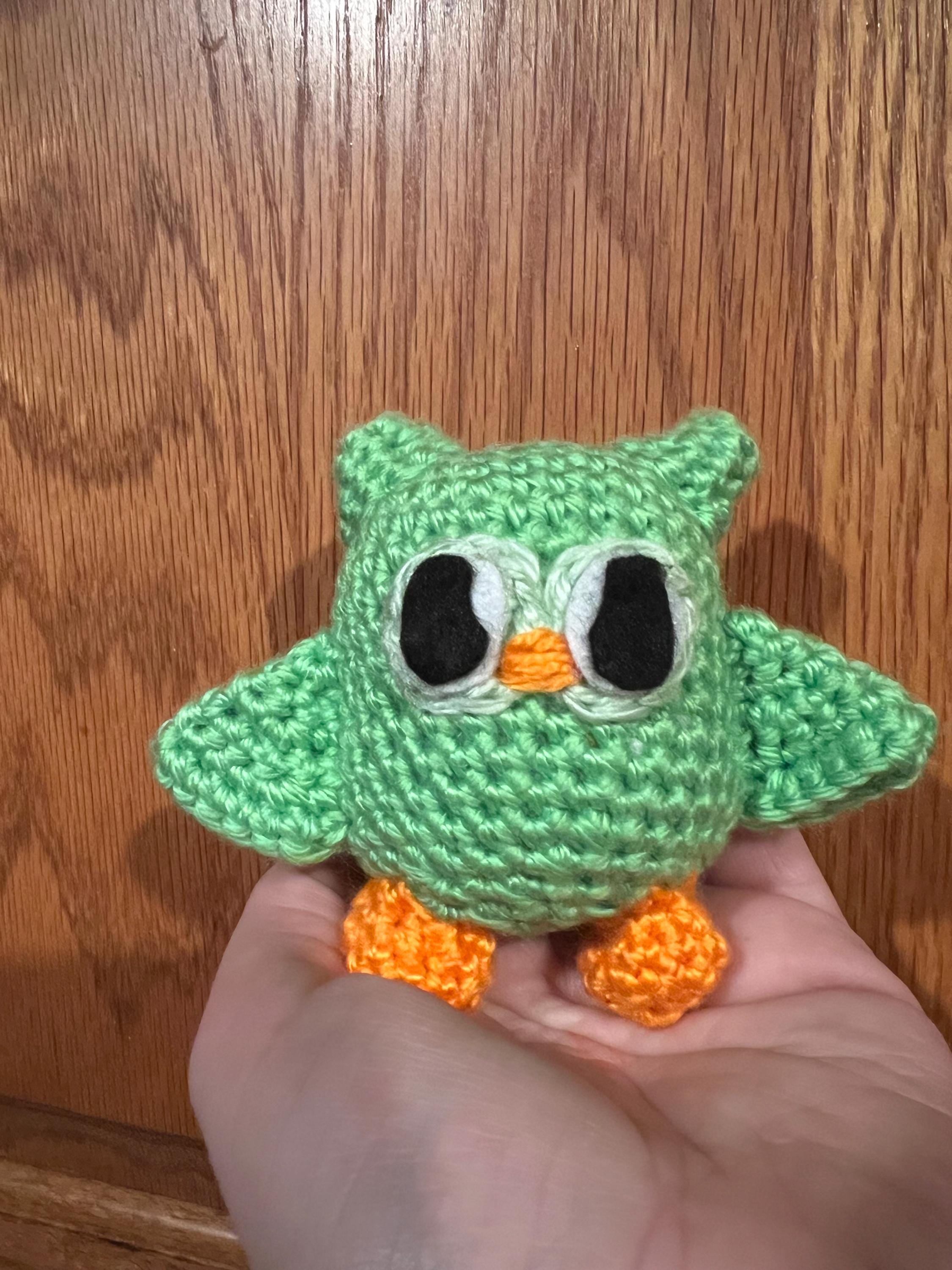 Duo the Duolingo Owl Amigurumi - Green and Orange - Handmade Crocheted