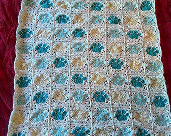 Paw Print Afghan -Handmade Crocheted
