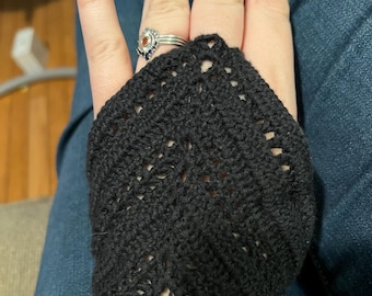 Gothic fingerless cuffs/gloves handmade crocheted