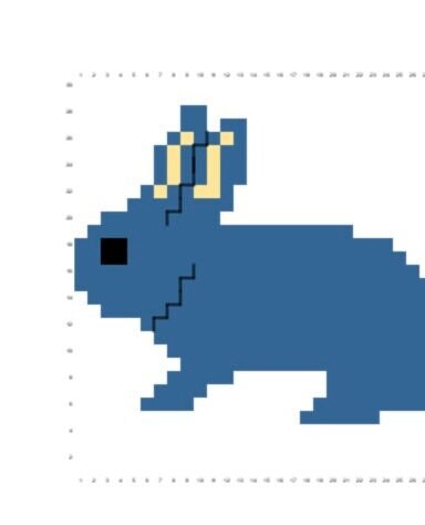 Pixelated Rabbit With Graph Blue Holicer Rabbit Graph - Etsy