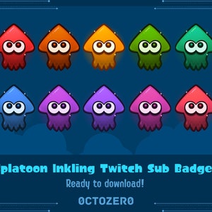 Cute Splatoon Inkling Icon Twitch Sub Badge; Emote; Channel Points; Bits; Image Assets