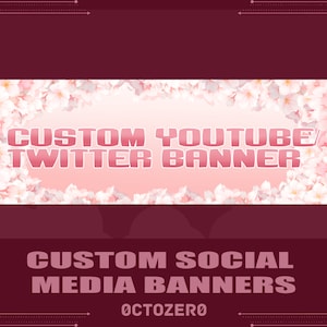 Cute Pastel Custom Sakura Social Media Banners for YouTube and Twitter