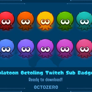 Cute Splatoon Octoling Icon Twitch Sub Badge; Emote; Channel Points; Bits; Image Assets