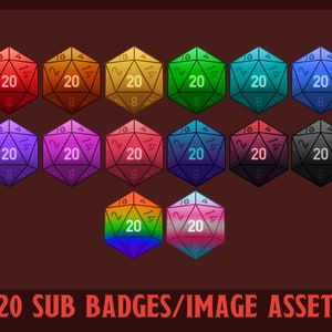 D20 Twitch Sub Badges; Image Assets; Emotes; Channel Point or Bit Badge