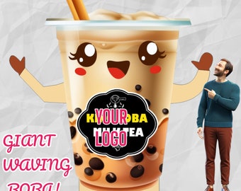 Custom Giant Inflatable Boba Tea Cup - Durable Outdoor Display, 8-13 ft Tall - Perfect for Events & Food Businesses