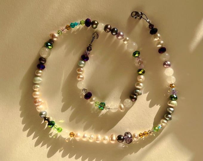 Crystal and pearl necklace