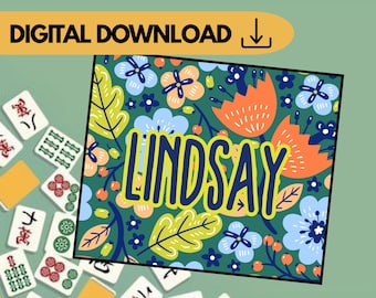 Editable Mahjong Card Insert Template | Personalized Mahjong Card Sleeve Insert | Digital Download | Canva Template | Mahjong Gift