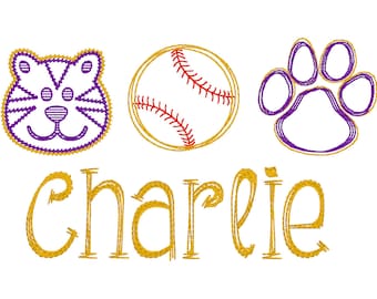 Baseball/Softball Tiger Paw- Instant Download Machine Embroidery Design