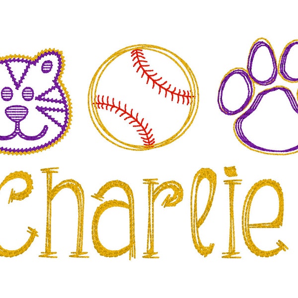 Baseball/Softball Tiger Paw- Instant Download Machine Embroidery Design