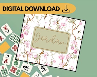 Editable Mahjong Card Insert Template | Personalized Mahjong Card Sleeve Insert | Digital Download | Canva Template | Mahjong Gift