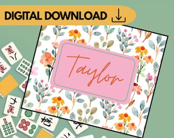 Editable Mahjong Card Insert Template | Personalized Mahjong Card Sleeve Insert | Digital Download | Canva Template | Mahjong Gift