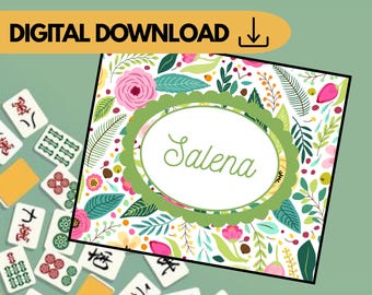 Editable Mahjong Card Insert Template | Personalized Mahjong Card Sleeve Insert | Digital Download | Canva Template | Mahjong Gift