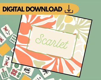 Editable Mahjong Card Insert Template | Personalized Mahjong Card Sleeve Insert | Digital Download | Canva Template | Mahjong Gift