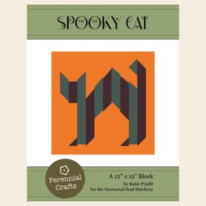 Spooky Cat Quilt Block Pattern | 12"x12" finished block instructions | DOWNLOADABLE PDF