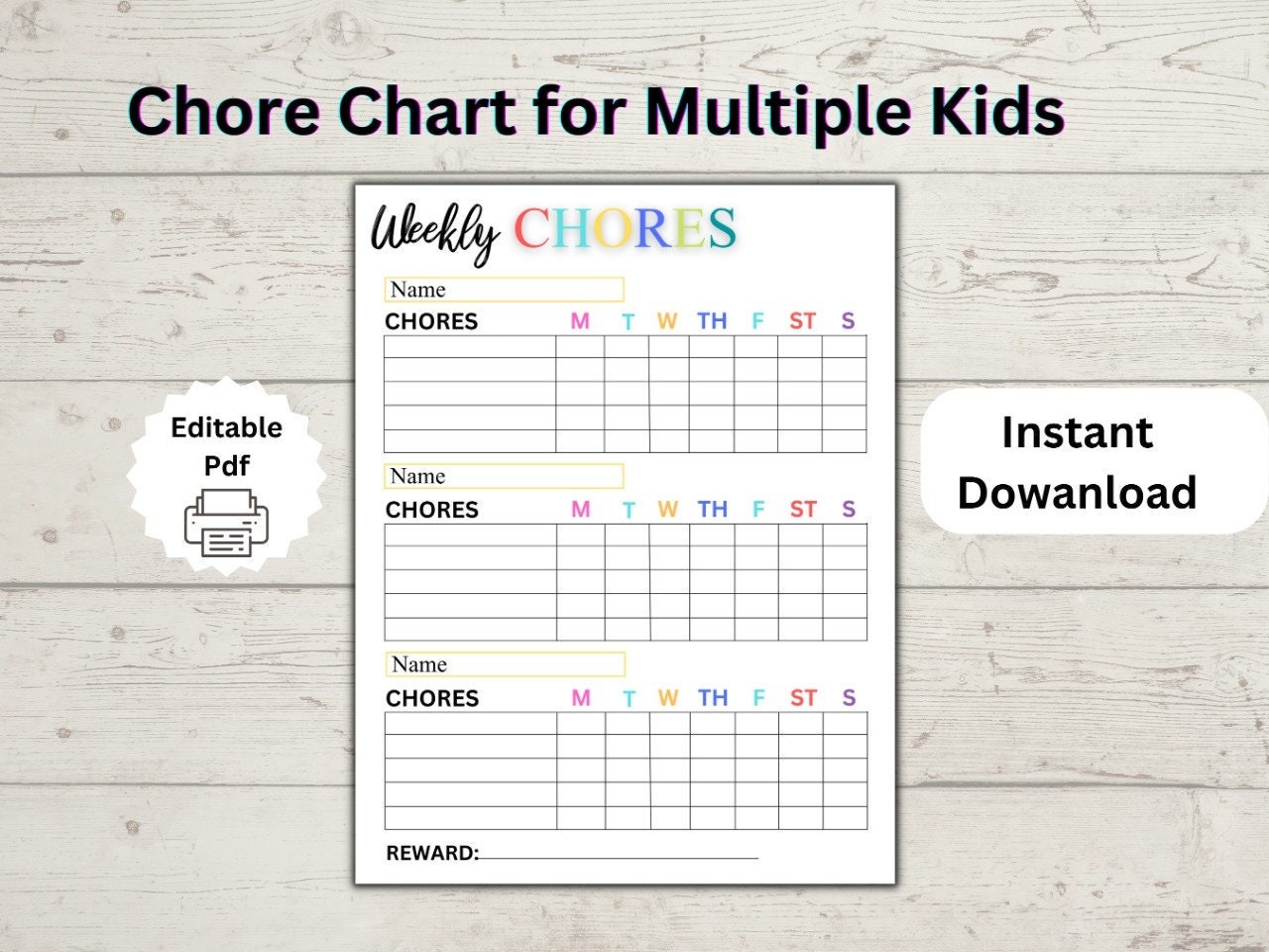 Multiple Children Chore Charts 10 Free Printable Charts