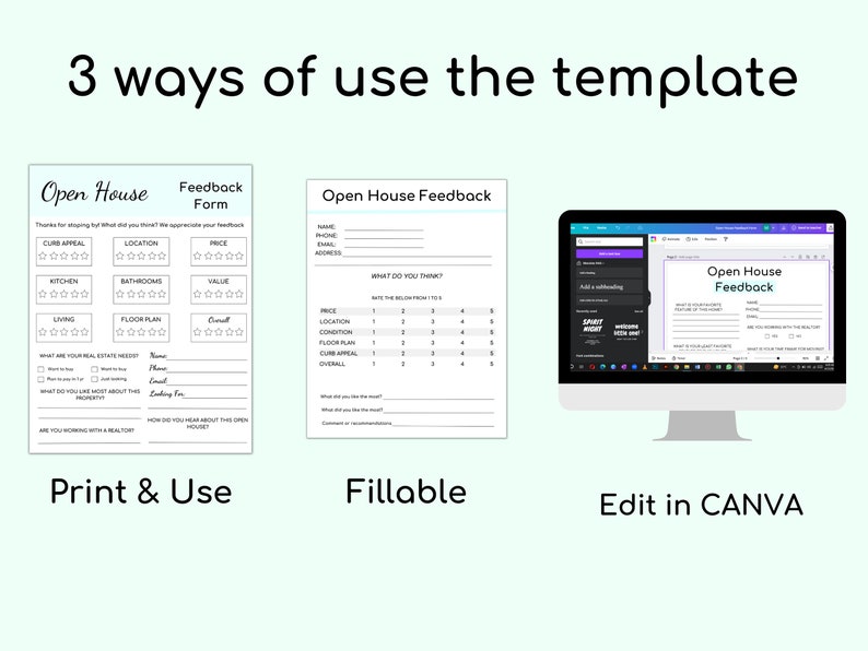Open House Feedback Form Printable Canva Template Realtor - Etsy Israel