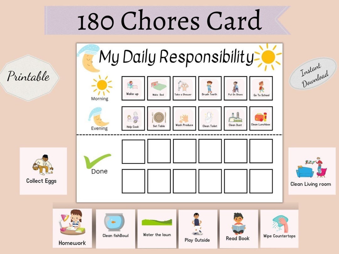 Kids Responsibility Checklist Printable Chores Checklist - Etsy