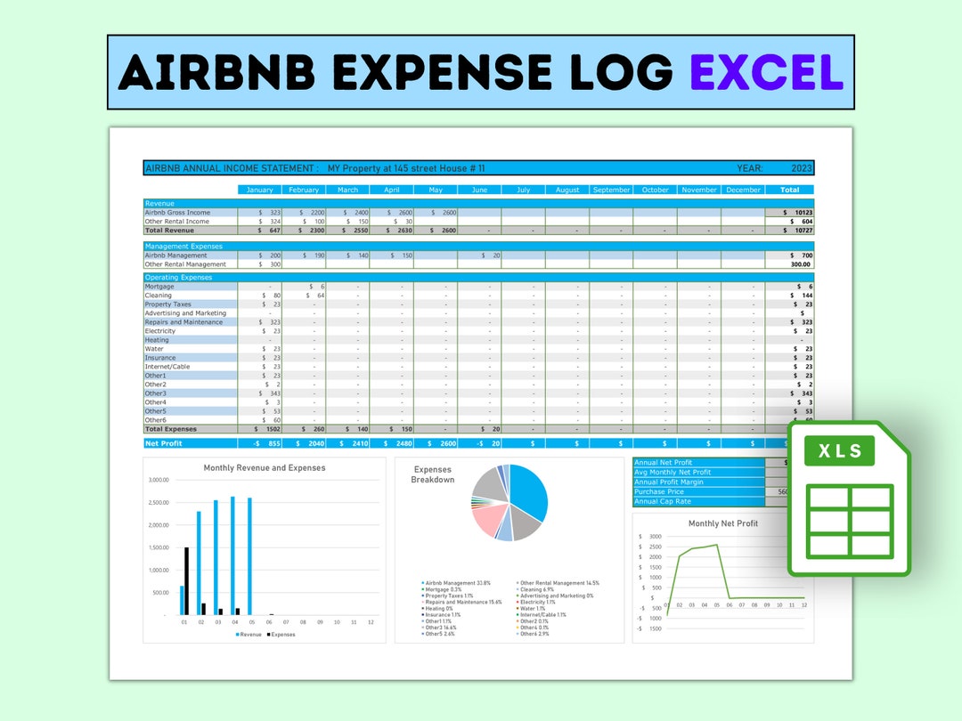 Airbnb Expense Log and Rental & Expense Tracker MS Etsy