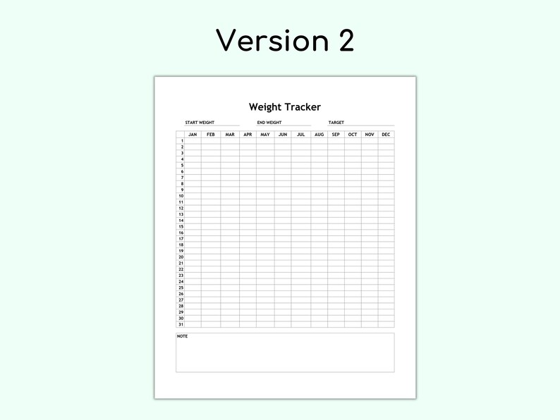 365 Day Weight Tracker Printable Daily Weight Journal Weight Etsy