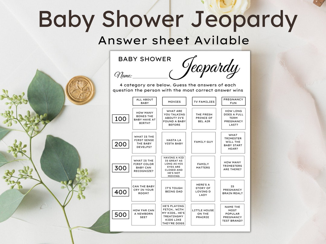 Baby Jeopardy Printable Baby Shower Game Jeopardy Simple - Etsy
