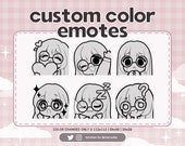 Custom Color Twitch Emotes with Glasses / Custom Colour / Cute Chibi Girl / Premade / Choose Your Color / Emote Pack