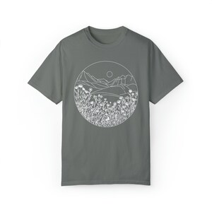 Wildflower Mountain Landscape, Floral Graphic Tee, Nature Shirt, Flower T-shirt, Boho Botanical, Plant Lover Tee, Comfort Colors, Flowers