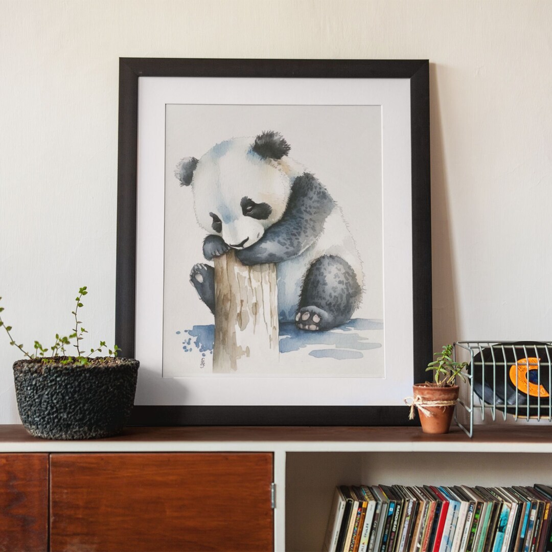 Watercolor Baby Panda, Nursery Decor, Digital Printable Wall Art of ...