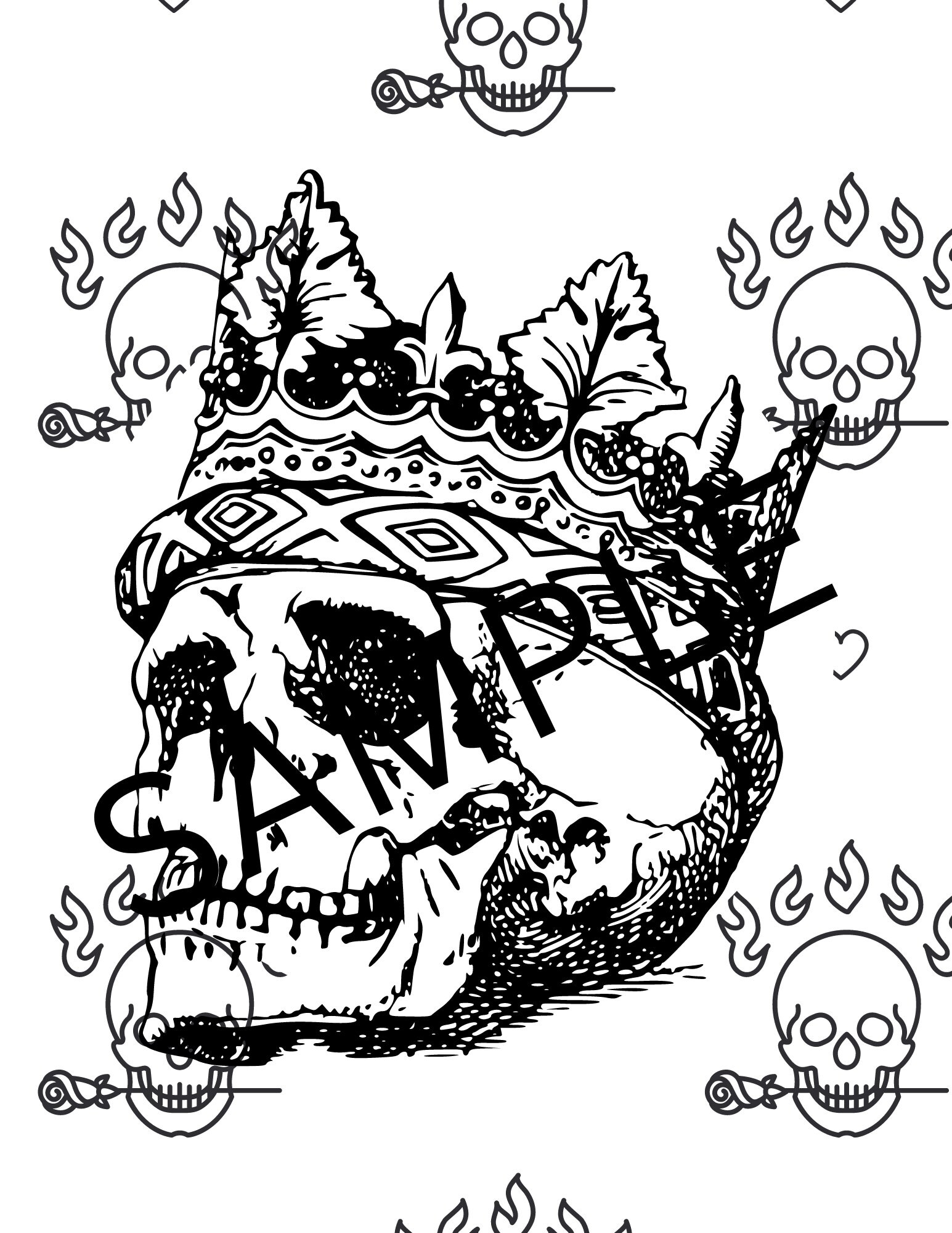 Adult Skull Coloring Pages - Etsy