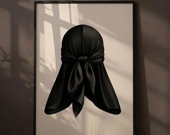Modern Durag Art Print, Afro Fashion Wall Art, Black Culture Poster, Luxury Afrocentric Art, Minimalist Black Man Art (Digital Download)