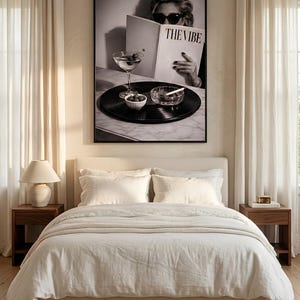Woman Black And White Photography, Vinyl Cocktail Tray Poster, Luxury Designer Fashion Art, Museum Quality Photo Print (Digital Download) image 3