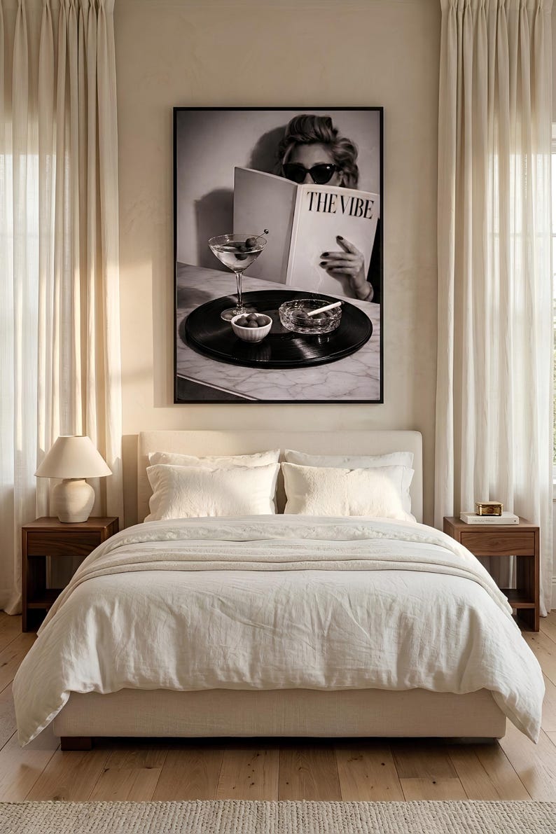 Woman Black And White Photography, Vinyl Cocktail Tray Poster, Luxury Designer Fashion Art, Museum Quality Photo Print (Digital Download) image 3