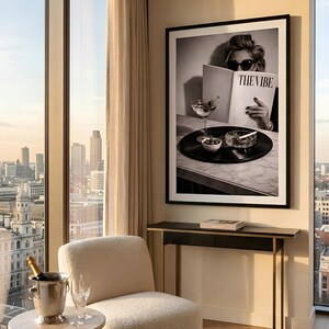 Woman Black And White Photography, Vinyl Cocktail Tray Poster, Luxury Designer Fashion Art, Museum Quality Photo Print (Digital Download) image 5