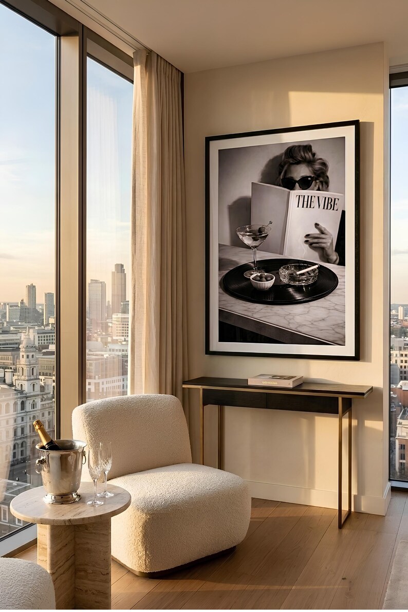 Woman Black And White Photography, Vinyl Cocktail Tray Poster, Luxury Designer Fashion Art, Museum Quality Photo Print (Digital Download) image 5