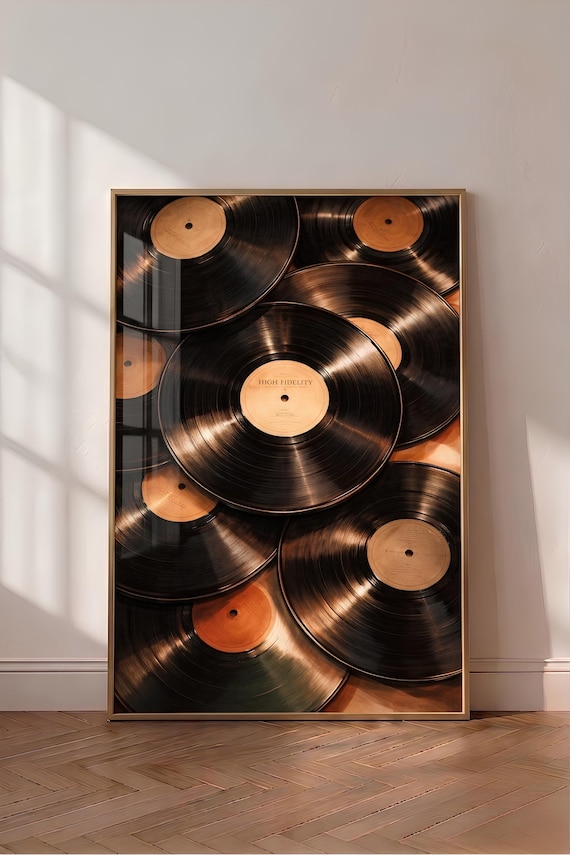 Vintage Vinyl Records Poster, Abstract Vinyl Oil Painting, Retro Music Artwork, Modern Eclectic Wall Art (Digital Download)