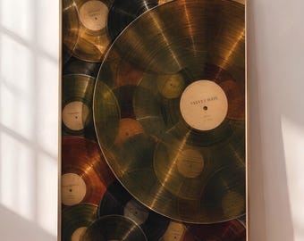 Vintage Vinyl Records Poster, Abstract Vinyl Oil Painting, Retro Music Artwork, Modern Eclectic Wall Art, Trendy Printable Digital Download