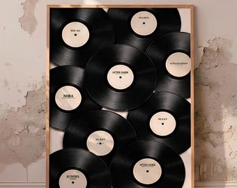 Luxury Vinyl Art, Neutral Vinyl Record Print, Minimalist Music Wall Art, Vintage Record Player Poster, Audiophile Wall Art Digital Download