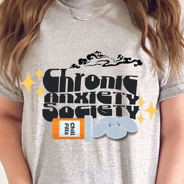 Chronic Anxiety Society PNG, Sublimation Instant Download, T-Shirts, Grafik-T-Shirts, Tassen, Becher, Wandkunst, druckbar, psychische Gesundheit