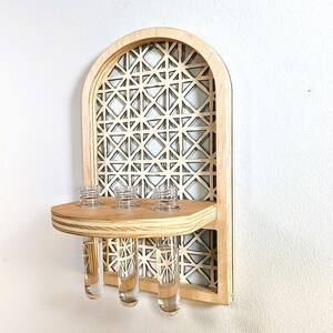 Boho Rattan Plant Wall Shelf Propagation Station with 3 Test Tubes | Plant Nursery Decor | Wall Hanging Planter | Handmade in the USA