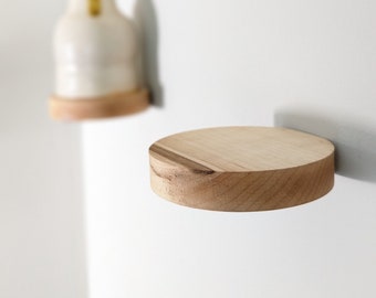 Handcrafted Walnut/Maple Floating Shelf - Minimalist Round Small Shelves- Easy Mounting: Elegant Wall Decor for Plants, Ornaments and Books