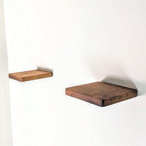 Walnut Floating Shelf, Square Shelf, Minimalist Mounted Shelf, Wall Plant Holder, Small Decor Shelf, Wall Mounted Shelves, Bathroom Shelves