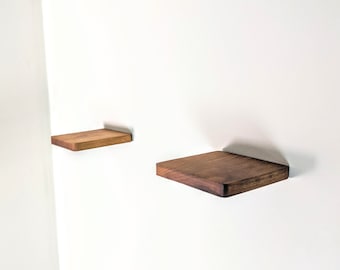 Handcrafted Walnut Floating Shelf - Minimalist Square Small Shelves with Easy Mounting: Elegant Wall Decor for Plants, Ornaments, and Books