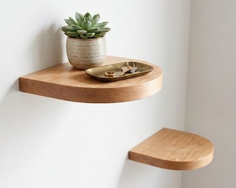 Minimalist Arch Floating Shelf: Maple or Walnut, Modern Home Decor