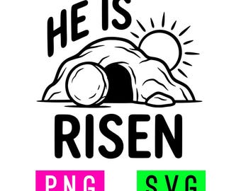 He Is Risen (black/white) SVG + PNG | ArtPush