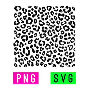 May include: Black and white leopard print pattern. The image includes two rectangular blocks of color at the bottom, one pink with the letters "PNG" and the other green with the letters "SVG".