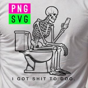 Ik heb wat te doen. Skelet op het toilet SVG + PNG